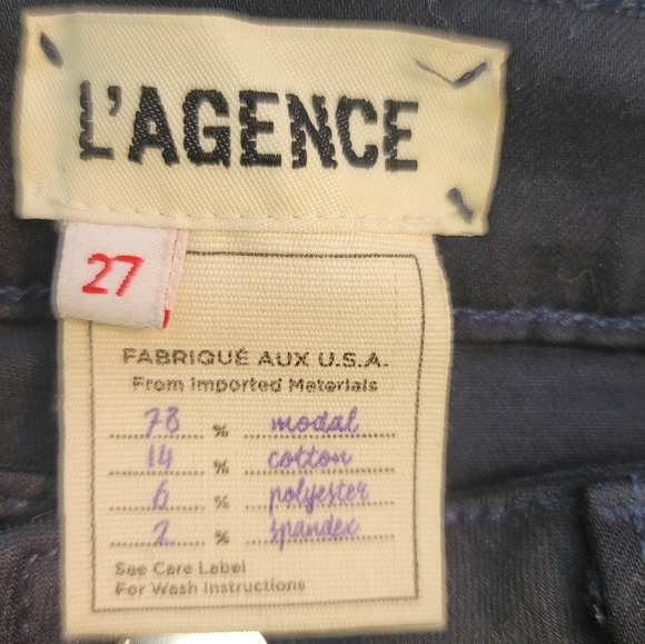 L'AGENCE SADA HIGH RISE CROP SLIM JEANS IN WASHED BLACK RAW HEM WOMEN'S … - Picture 6 of 16